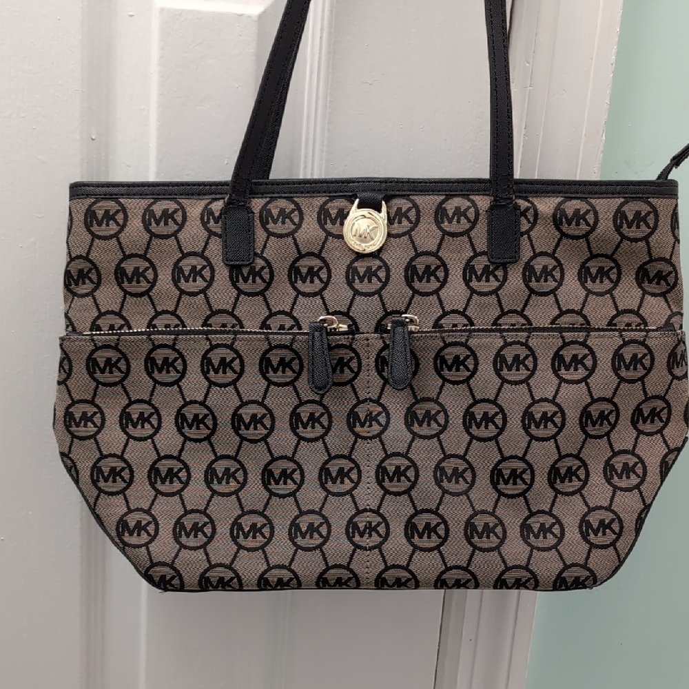 Michael Kors Black and Brown Logo Tote
